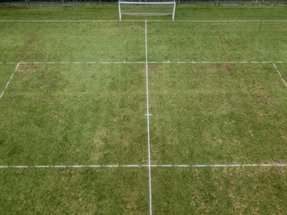 Aerial view of soccer goal