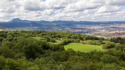 Naklejka premium the plateau of Gergovie, in Auvergne, place of a victorious battle of the Gauls on the Romans in the first century BC