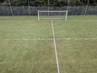 Aerial view of soccer goal