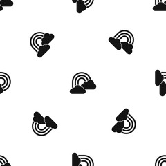 Rainbow and clouds pattern seamless black