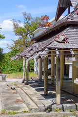 Ruins of an old abandoned hotel destroyed by marauders