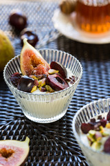 Cherry, Fig and Pisttachio on Greek yogurt