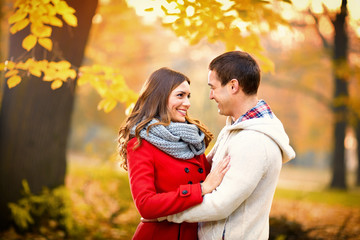 Couple in love in autumn