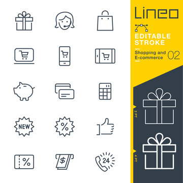 Lineo Editable Stroke - Shopping and E-commerce line icons
Vector Icons - Adjust stroke weight - Expand to any size - Change to any colour
