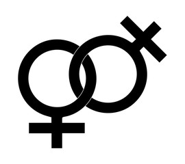 Gender Symbol,  Homosexual, Female sign, woman and woman icon, Lesbian couple in love
