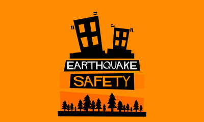 Earthquake Safety (Flat Style Vector Illustration Emergency Poster Design) With Where and When Detail Template 