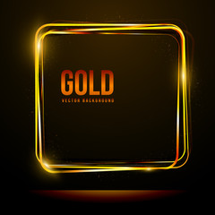 Shining gold circle light effect frame on black background: Vector illustration, eps 10.