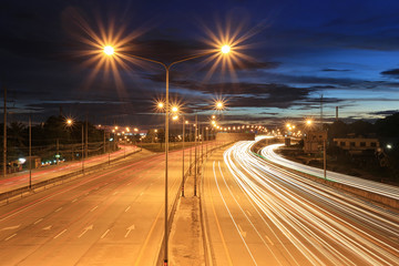 Fototapeta na wymiar Highway roads in twilight sky.