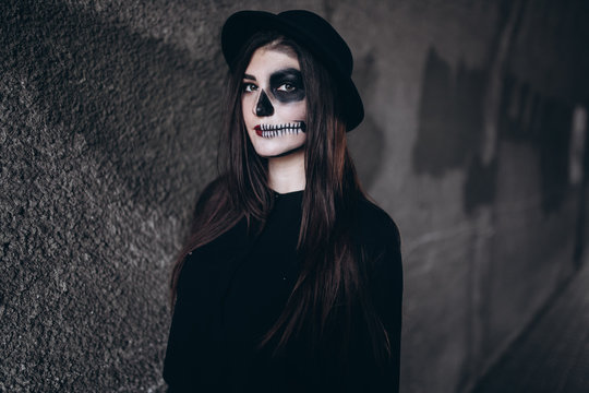 woman monster.  dark make-up, conceptual idea for Halloween.