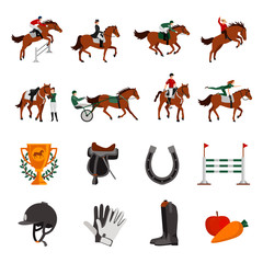 Horse Rising Sport Icons - obrazy, fototapety, plakaty