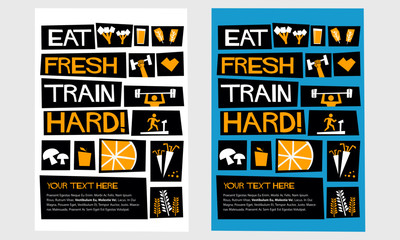 Eat Fresh, Train Dirty! (Flat Style Vector Illustration Poster Design)