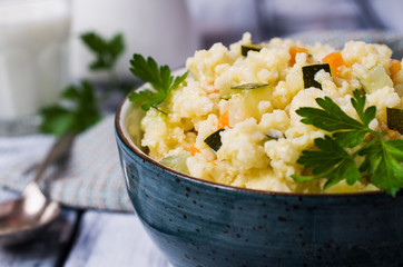 Milk porridge with vegetables