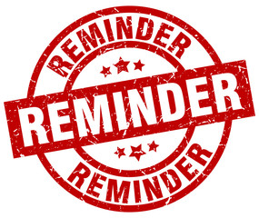 reminder round red grunge stamp