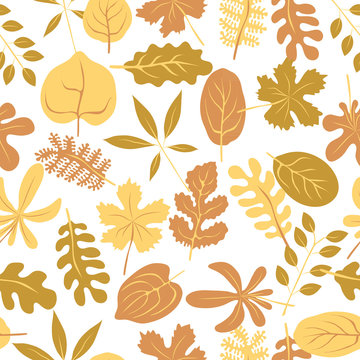 Vector seamless pattern with autumn leaves.