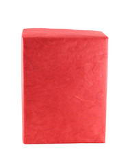 Red gift box isolated on white background.