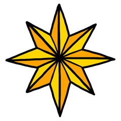 yellow star symbol / cartoon vector and illustration, hand drawn style, isolated on white background.