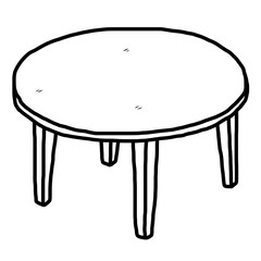 round wooden table / cartoon vector and illustration, black and white, hand drawn, sketch style, isolated on white background.