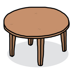 round wooden table / cartoon vector and illustration, hand drawn style, isolated on white background.