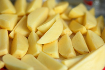Raw cut potatoes before cooking for designer