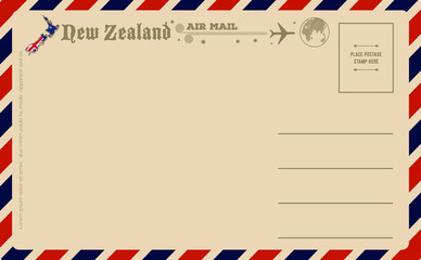 Vintage postcard with map of New Zealand