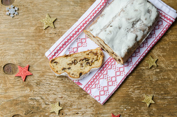 Stollen, traditional Christmas cake of Germany.