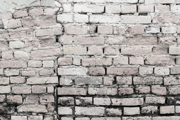 Old white brick wall in decoration architecture for the design background.