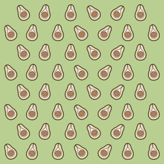 avocado pattern colorful in light green background vector illustration