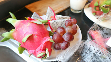 dragon fruit and grape