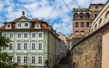 Old buildings and walls in Prague, Czech Republic