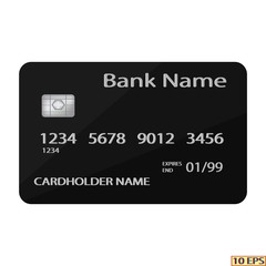 Bank card. Credit or debit card mock-up. Bank card isolated on white background. Realistic vector illustration.