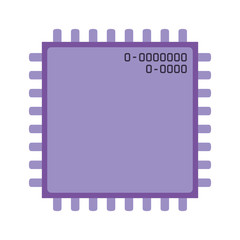 microchip closeup icon silhouette in purple color vector illustration