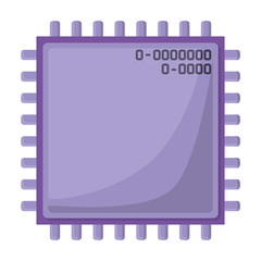 microchip closeup icon silhouette in purple color and shading vector illustration