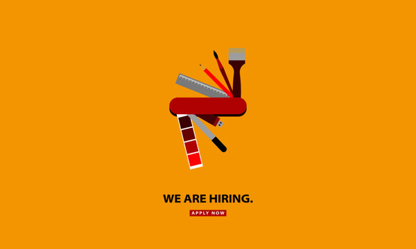 We Are Hiring (Graphic Designer Artist Swiss Knife Vector Illustration Design Concept)