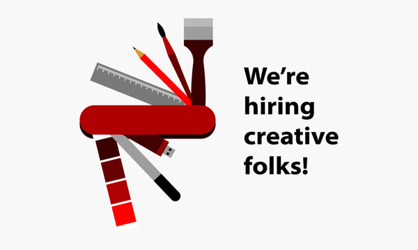 We Are Hiring (Graphic Designer Artist Swiss Knife Vector Illustration Design Concept)