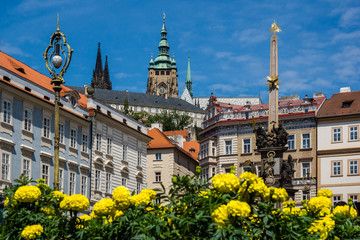 Holy Trinity Column on the Lesser Town Square in Prague, Czech Republic