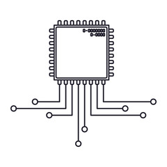 cpu microprocessor icon monochrome silhouette on white background vector illustration