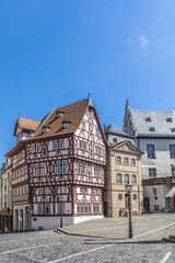Fototapeta premium old half timbered house in Aschaffenburg at Stiftskirchenplatz
