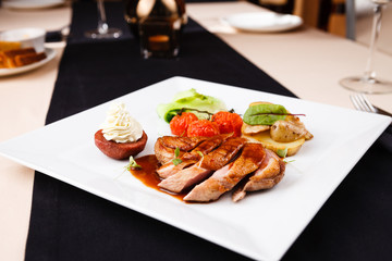 Roasted duck with pear