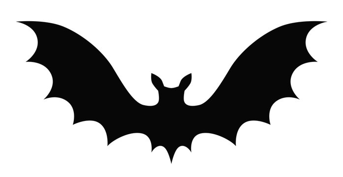 Black vector cartoon bat silhouette isolated on white background Stock  Vector | Adobe Stock