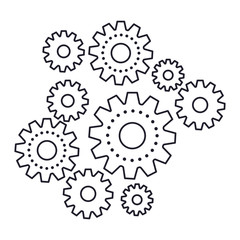 set gear machinery monochrome silhouette on white background vector illustration