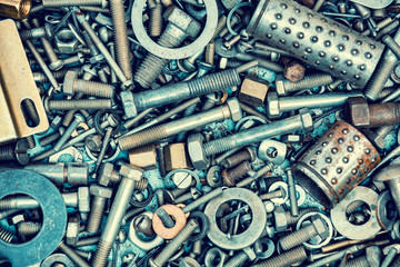 Abstract grunge metallic background from parts and tools