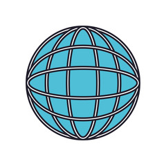 globe world icon colorful silhouette with thick contour vector illustration