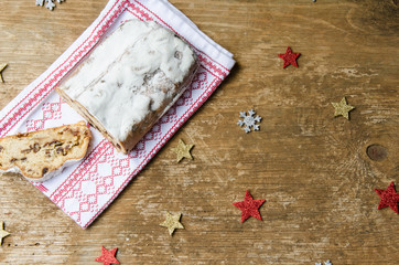 Stollen, traditional Christmas cake of Germany.
