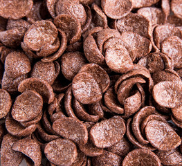 Pile of chocolate breakfast flakes