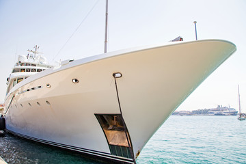 White yacht in harbour