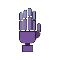 robot hand icon in colorful silhouette with thick contour vector illustration