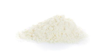 Heap of powdered milk isolated on white background.
