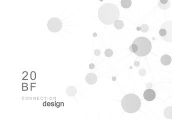 Abstract polygonal network shapes with connecting dots and lines. Cover technology template
