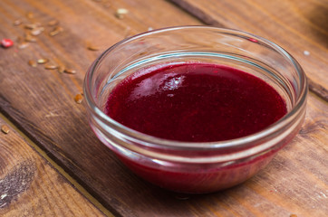 Sauce in a glass bowl