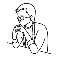 Serious freelance man sitting